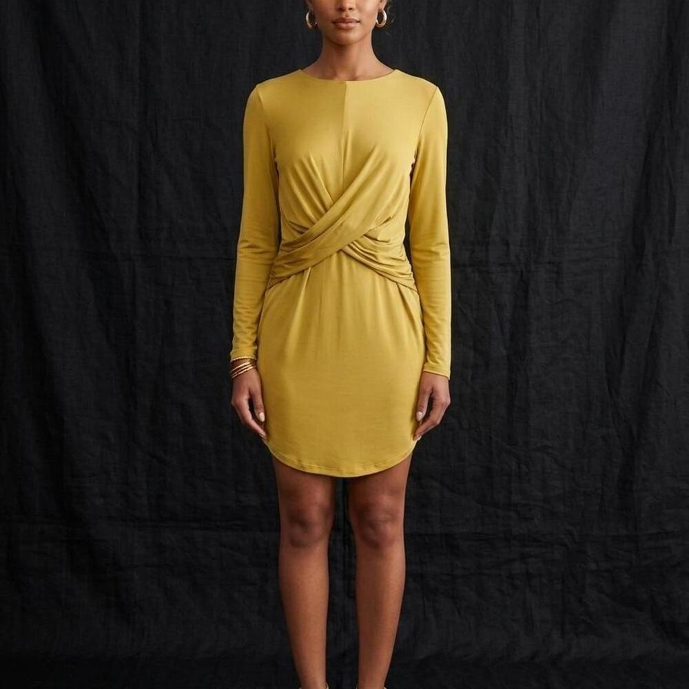 NWT forever 21 yellow long sleeve mini dress with knot detail